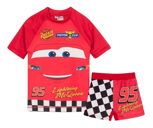 Remera Manga Corta + Zunga Disney Cars Proteccion Solar Uv50