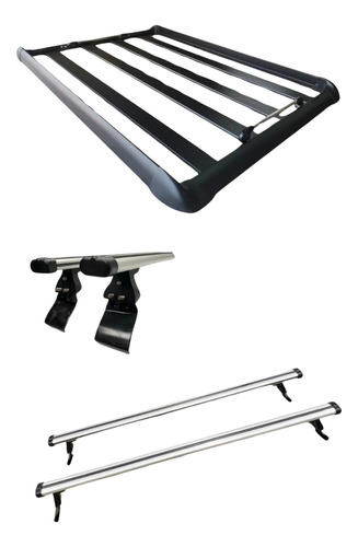 Kit Barras Aluminio + Rack Aluminio Negro V-drive + Red