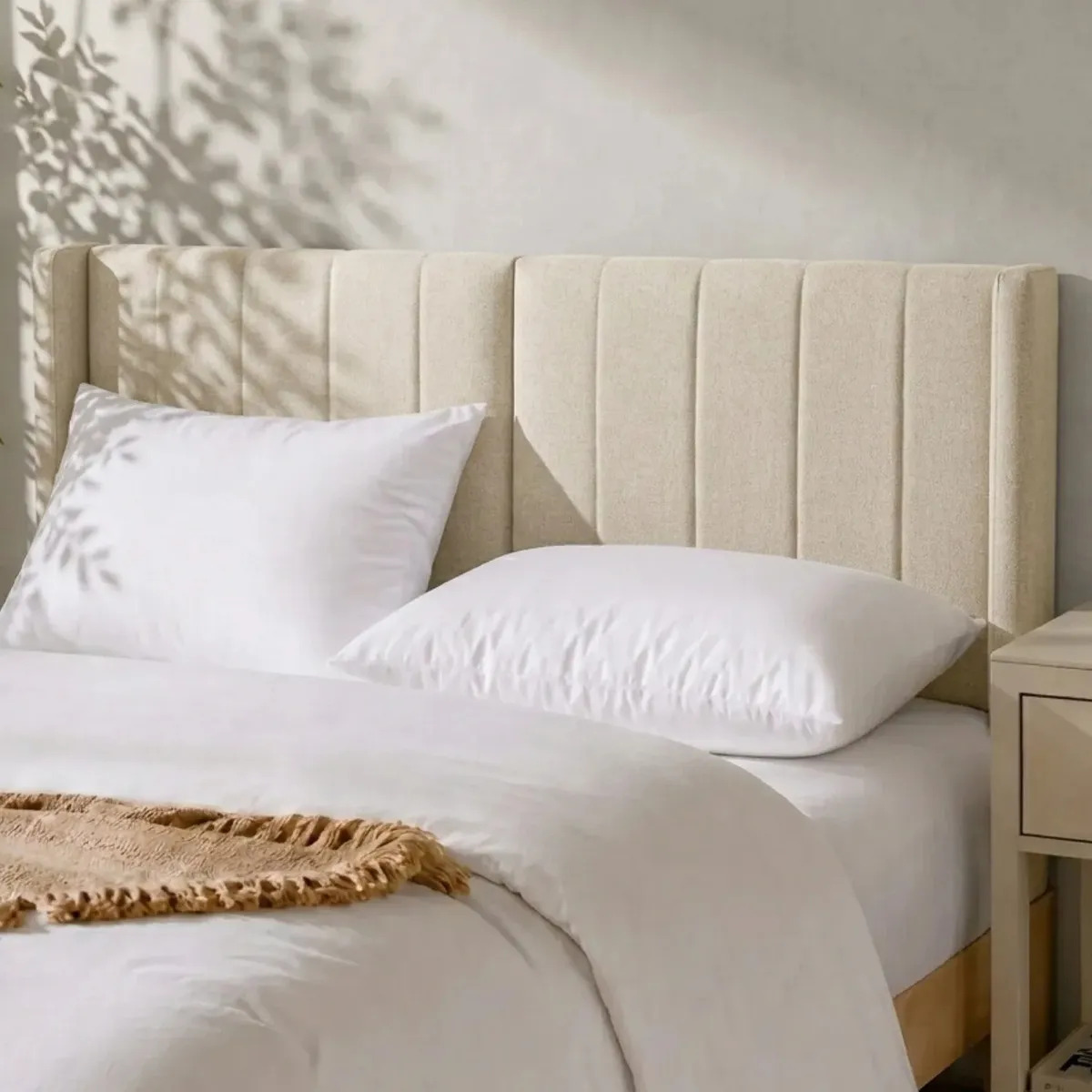 Cabecera Matrimonial Lumen Raya Vertical 3 En 1 Moderna Beige