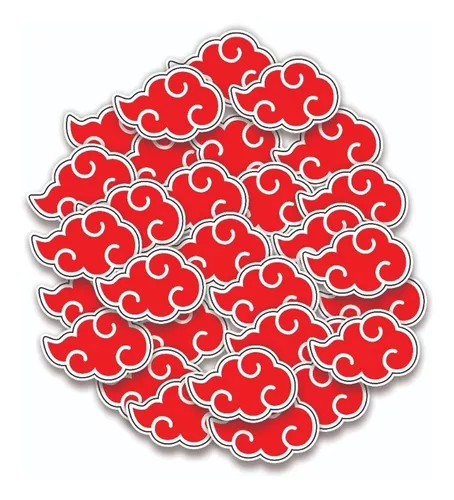 Adesivo Parede Decorativo Nuvem Akatsuki 60un Naruto 8,5x5,6