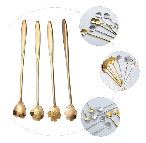 12 Cucharas Agitadoras De Acero Inoxidable Con Mango Largo P