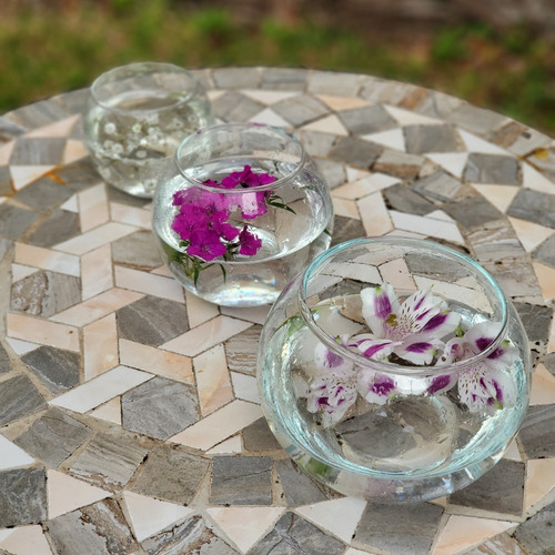 Imagen 5 de 9 de Florero Decorativo De Mesa En Vidrio Esférico Pecera N° 1