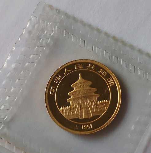 Moneda Panda China Oro 1/10 Onza Certificado 999 10yuan 1997