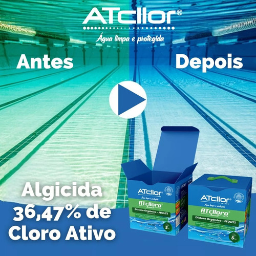 Cloro Algicida Para Piscina 3 Em 1 Atcllor 10kg