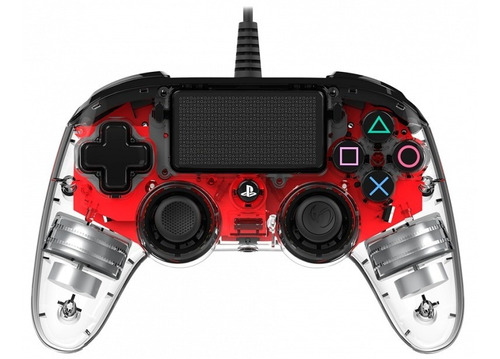 Mando Ps4 Nacon Compacto Iluminado Rojo Con Cable Color Cristal Rojo