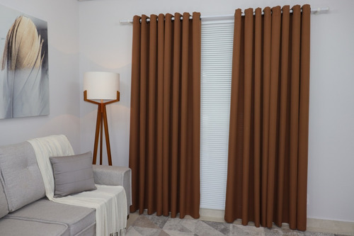 Cortina Veneza Dupla Oxford 4 Folhas 600x280 Sala/quarto Cor Terracota