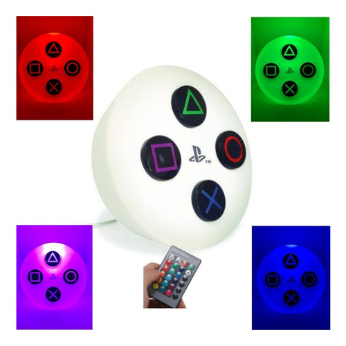 Luminária Abajur Botão Controle Ps4 Ps5 Gamer Led Rgb Mesa