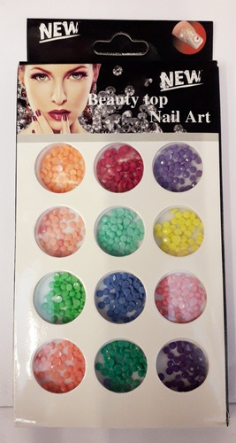 Piedritas Para Decoración De Uñas X 12 Colores/nail Art