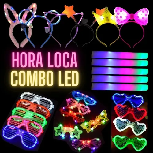 comprar Combo Cotillon De Hora Loca Neon Led Fiesta 