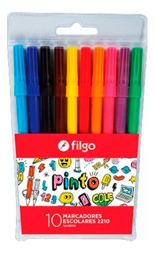 Marcadores Fibras Colores Filgo Dibujo X 10 Escuela 2210 