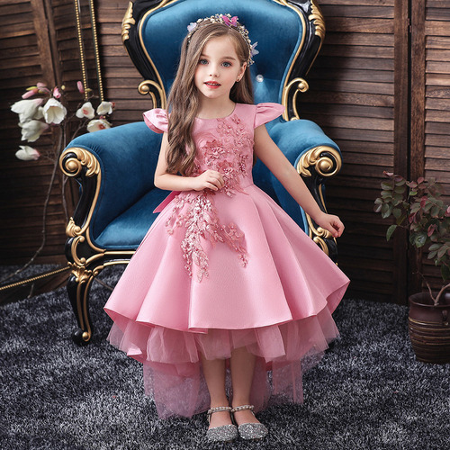 Vestido De Gasa Con Falda De Cola Para Niñas