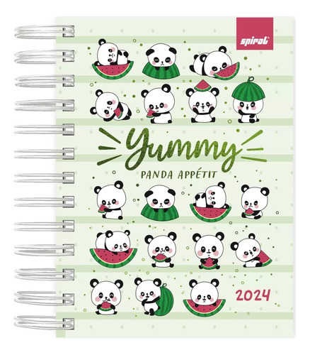 Agenda Mini Panda Tendency Capa Dura 11,7cm X 16,4cm Ano 2024 Cor da capa Verde