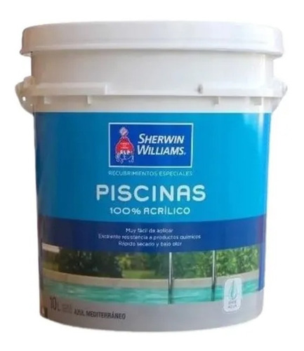 Pintura Para Piletas Piscinas Sherwin Acrilica 10 Litros Azu