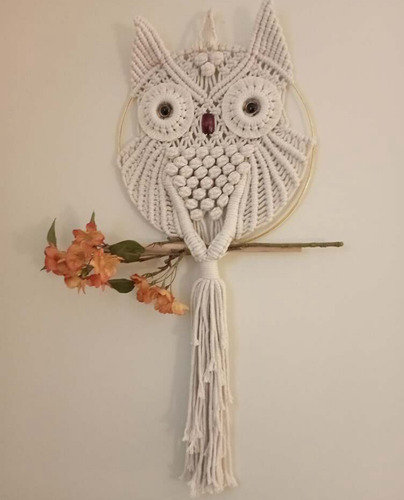 Decoración Macrame, Búho Macrame 80 Cms