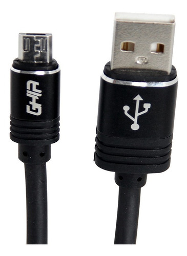 Cable Micro Usb Ghia 2.0 Mts, Datos Y Carga, Color Negro