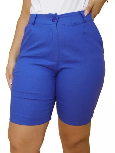 Short Alfaiataria Azul Feminino