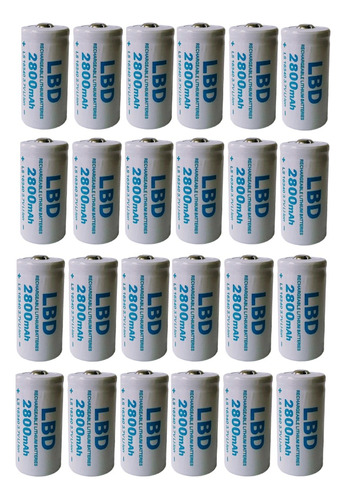 24 Bateria Pila Recargable 123, Cr123a , 16340 2800 Mah