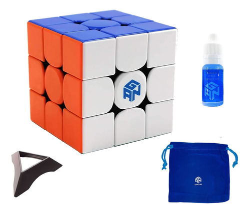 Cubo Rubik 3x3 Gan 356 Rs Stickerless + Base, Lubric, Bolsa