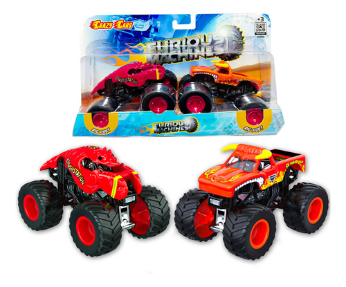 Kit 2 Carrinhos Furious Machine Monster Truck 1:64 Big Foot