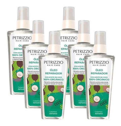 Pack 6 Oleo Reparador Coconut Orgánico Petrizzio Hair Care