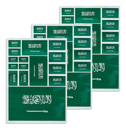 Paquete 3 Calcomanias Bandera Saudita Banderas Saudita Calco