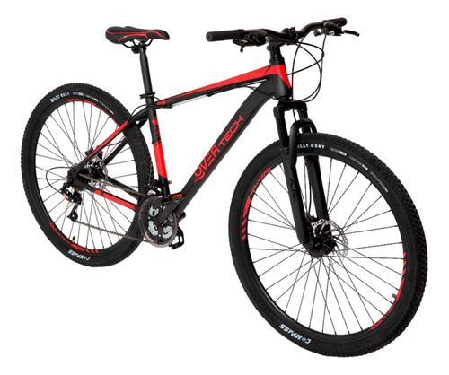 Bicicleta Mtb Overtech R29 Acero 21v Freno A Disco Pp Color Negro/Rojo/Rojo Tamaño del cuadro M