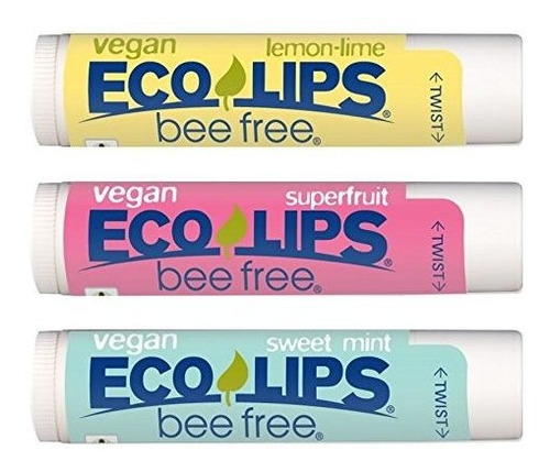 Vegan Lip Balm Por Eco Lips Superfruit / Sweet Mint / Lemon