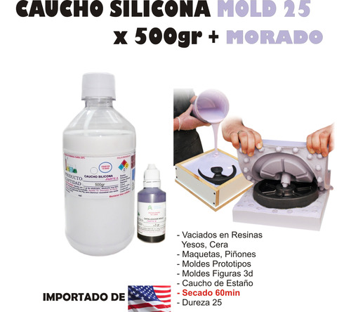 Caucho Silicona Mold 25 Estaño Liquido Moldes X500gescultura