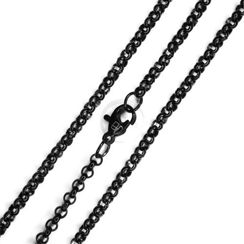 Collar Cadena Hombre Acero Quirurgico Negro Eslabon 0.6cm