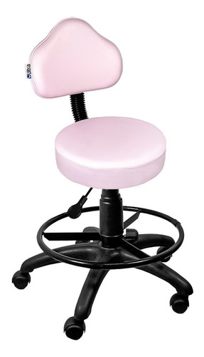 Cadeira Mocho Dentista Estética Rosa Com Apoio Para Pés