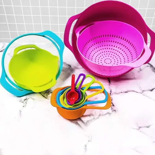 Set Tazas Medidoras Cernidor Colador Bowl Cocina