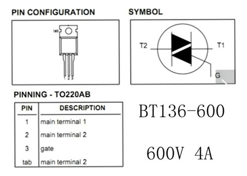 5 Piezas Bt136 To220 Bt136-600 S 3 Transistores De Terminal