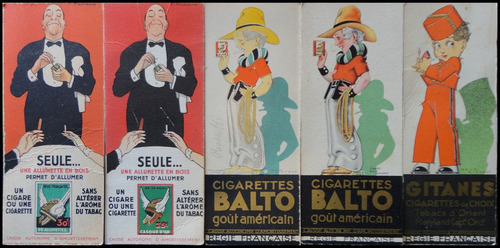 Imagen 2 de 2 de Set De 5 Tarjetas De Cigarrillos Antiguas Gitanes/balto/anic