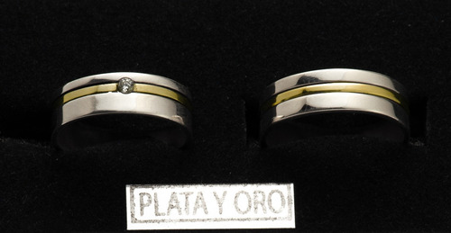 Imagen 3 de 10 de Par Alianzas Plata 925 Oro 18k Gloss Cristal Swarovski Grtía