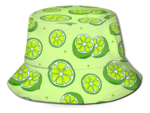 Sombrero Cubo Con Patrón Rodajas Fruta Verde Lima Informal A