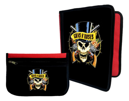 Combo Carpeta + Cartuchera  Guns And Roses #446