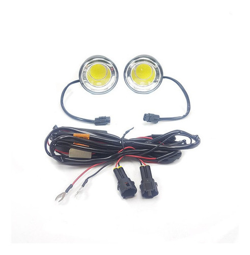 Faro Farol Diurno Led Blanco Redondo 12v Kit 2 Unid