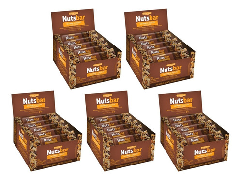 Kit 5 Caixas Barra De Castanhas E Chocolate Nuts Bar 12x25g