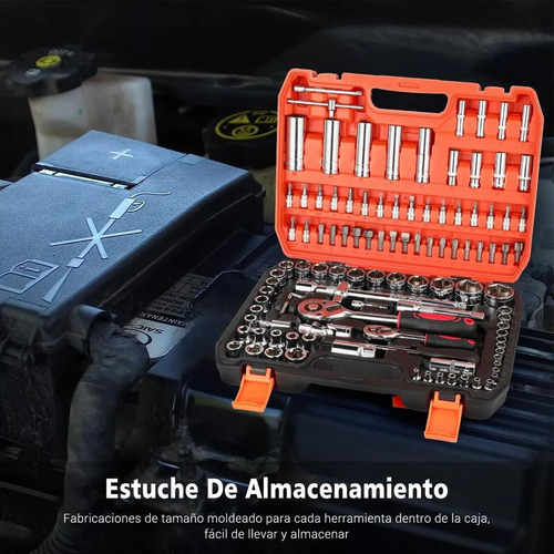 Juego De Herramientas De 108 Piezas 1/4 Y 1/2 Con Llaves