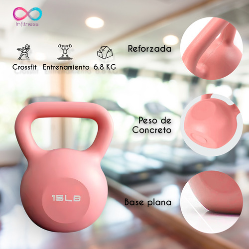 Pesa Rusa Profesional Ejercicio InFitness Gym 6 Kg 13.2 Lbs Color Rosa