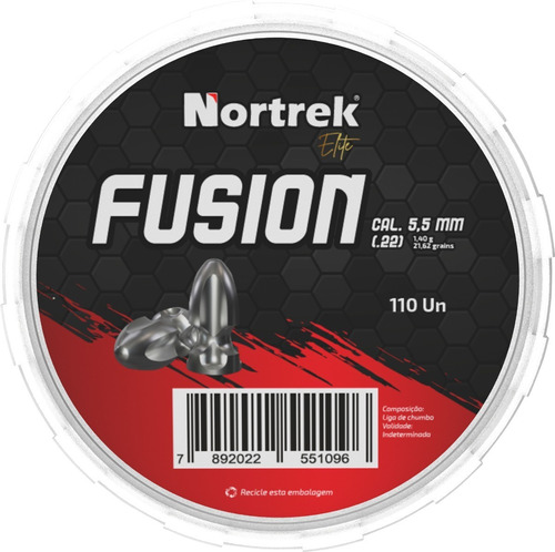 Chumbinho Nortrek Elite Fusion 5,5mm C/110 Un Destruição