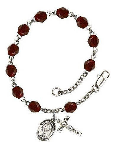 Pulsera De Dije - St. Philomena Silver Plate Rosary Bracele