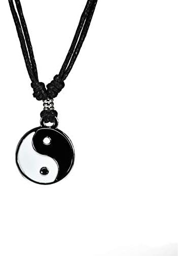 Colgante Bluerica Yin Yang En Collar De Cuerda Negra Ajustab