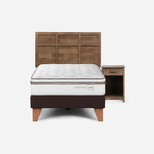 Cama Classique+ 1,5 Plazas Con Muebles Robin Tostado