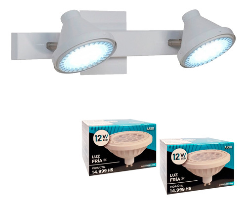 Set Aplique Techo/p Oslo 2xar-111 + 2 Lampara Led 12w Fria