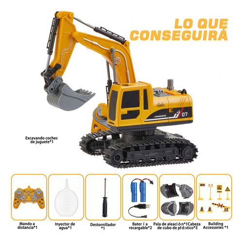 Rovtop 1:22 11 Chanals 2.4 Ghz Remote Control Excavator With Metal Pala, lights, Sounds and 2 Pala Headset Replacement Pala. Regalo de Navidad y cumpleaños para niños de 3 a 10 años.