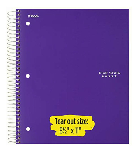 Five Star Spiral Notebook, 3 Subject, 150 College Ruled