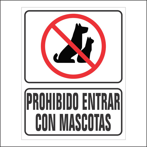 Cartel Chapa Prohibido Mascotas 28x22cm Señaletica C-02-066