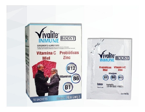 Vitamina B1-b6-b12+probiotico+zinc+vitamina C (inmune Boost) Sabor Naranja