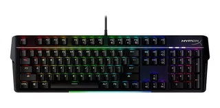 Teclado gamer HyperX Alloy MKW100 QWERTY TTC Linear Red inglés US color negro con luz RGB